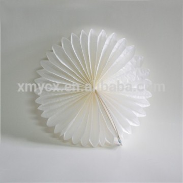 Hanging handmade foldable white paper hand fan