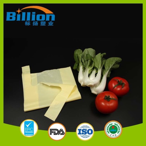 Cheap Wholesale Reusable Grocery HDPE Yellow Plastic T Shirt Plastic Shopping Bag