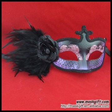 Handcraft purple/black halloween mask party supplies