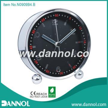 4\" Iron Numbers Desk Alarm Clocks with Double Colored Hands,Black