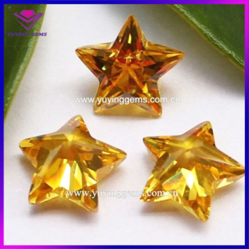 Golden Yellow Star Shape CZ Diamond Cubic Zirconia for Fashion Jewelry Making