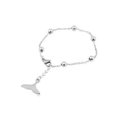 ANENJERY Silver Mermaid Anklet Double Layer Fish Tail Foot Bracelet for Women - Summer Gifts