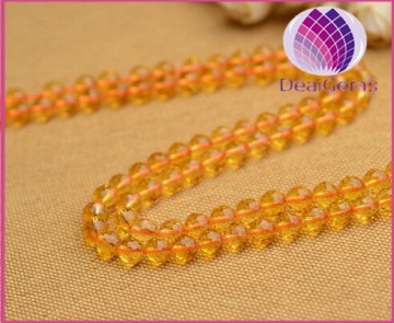 High quality yellow facetedd 6mm citrine round beads gemstone beads for jewelry