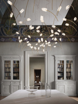 Elegant atmospheric hanging Flower Gold tulip chandelier