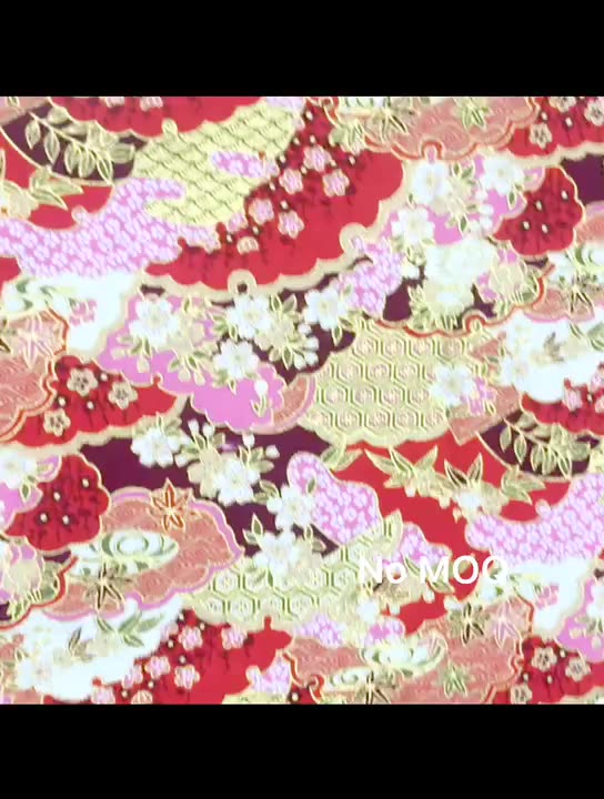 Japanese Style Bronzing 100% Cotton Woven Kimono Fabric