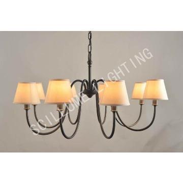 15808 8 lights balck finish solid  brass linen classic chandelier
