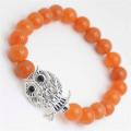 Red Aventurine Gemstone Bracelet with Diamante alloy Owl Piece