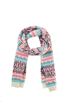 Girl's Knitted Jacquard Snow Pattern Christmas Scarf
