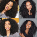 250% Afro Kinky Curly Paruka Transparentní krajka přední lidské vlasy Krátká kudrnatá paruka Natural Black Precked Glued Grued Paruka