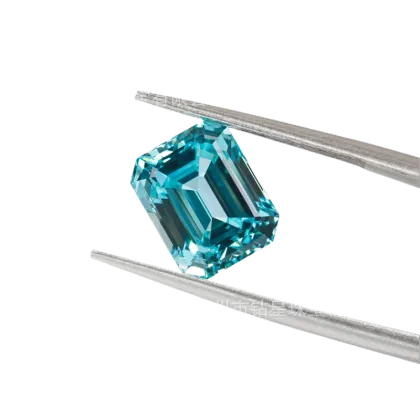 Rectangular Chamfered Green Paraiba Gemstone Laboratory-Cultivated Treasure