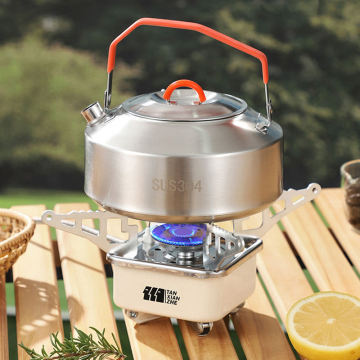 Titanium Camping Kettle 304 Stainless Steel Tea Pot - 1L/1.5L Capacity with Anti-Scalding Handle and Lid for Campfire Hiking