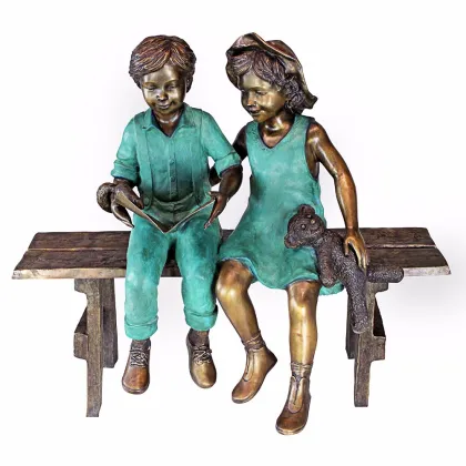 bronze foundry garden decorations bronze reading boy on bench statue