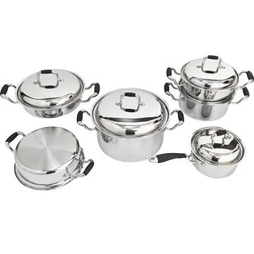 Stainless Steel Waterless Greaseless Cookware Set - 10pcs Induction Safe Kitchenware Dishwasher Safe