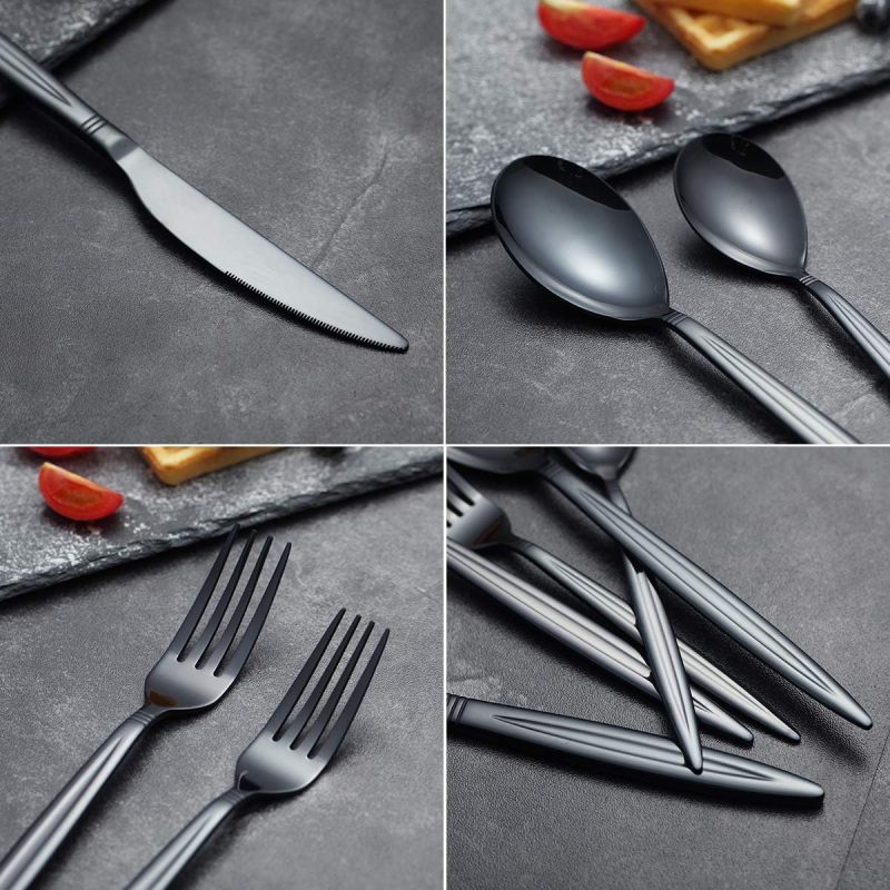 20 Piece Black Silverware Set, Stainless Steel Flatware Set