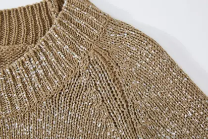 Women's Knitted Foil Print Crew-Neck Pullover