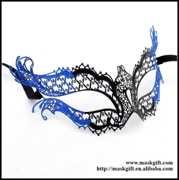 Wholesale Sparkly Crystals Wholesale Black Venetian Metal Masquerade Masks Design Blue Glitter Party Masks MB004-BBK