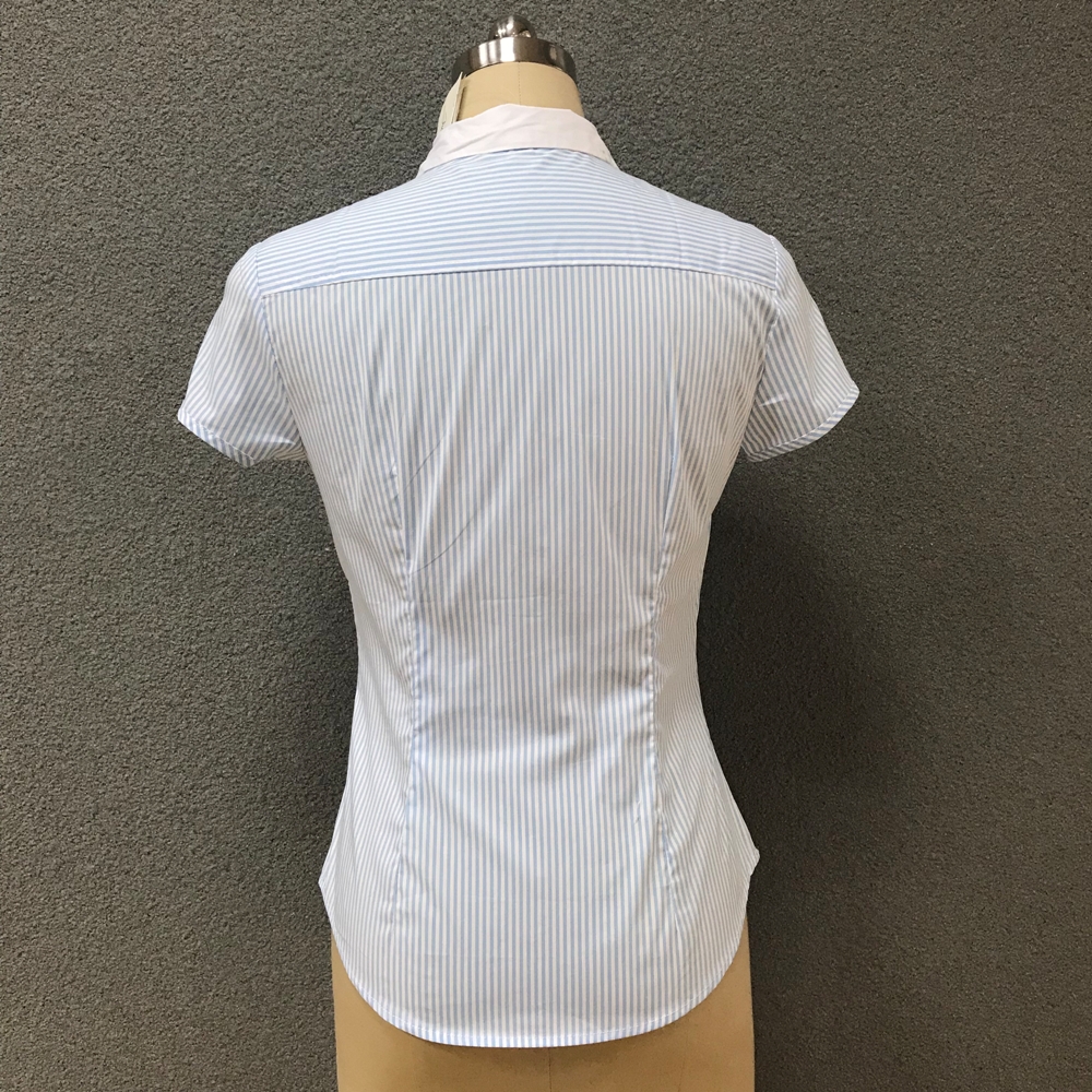 Women's cotton white colar short sleeves shirt