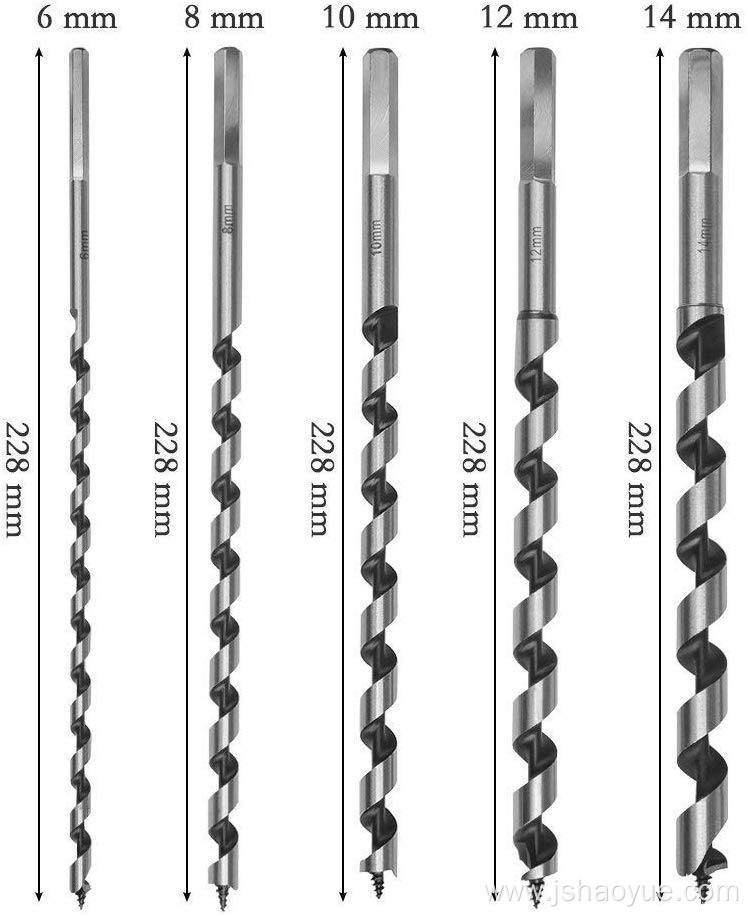 5PCS Extra Long Brad Point Auger Drill Bits