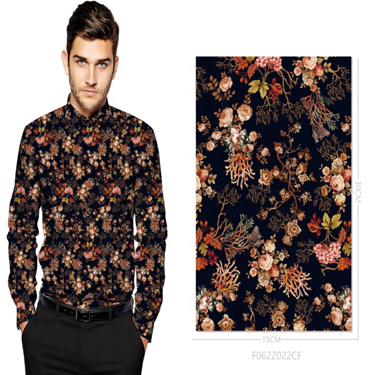 100% Cotton Satin Sateen Digital Printed Shirt Fabric