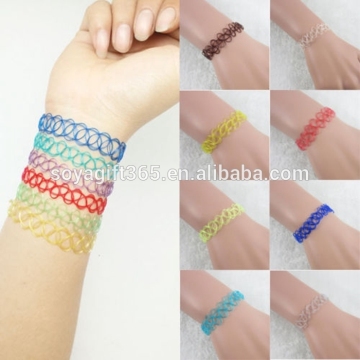 Women Vintage Tattoo Choker Stretch Bracelet Elastic Link Chain Bangle Bracelets