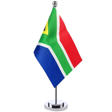 South Africa Desk Flag - Factory Price, Small Red Blue Green with Pole and Base