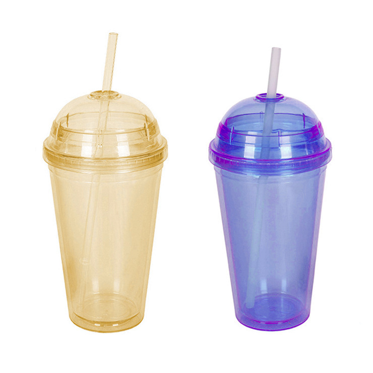 Double plastic cup with round lid