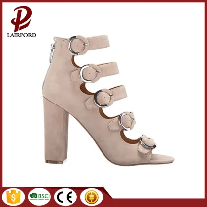 black genuine leather high heel ladies sandals
