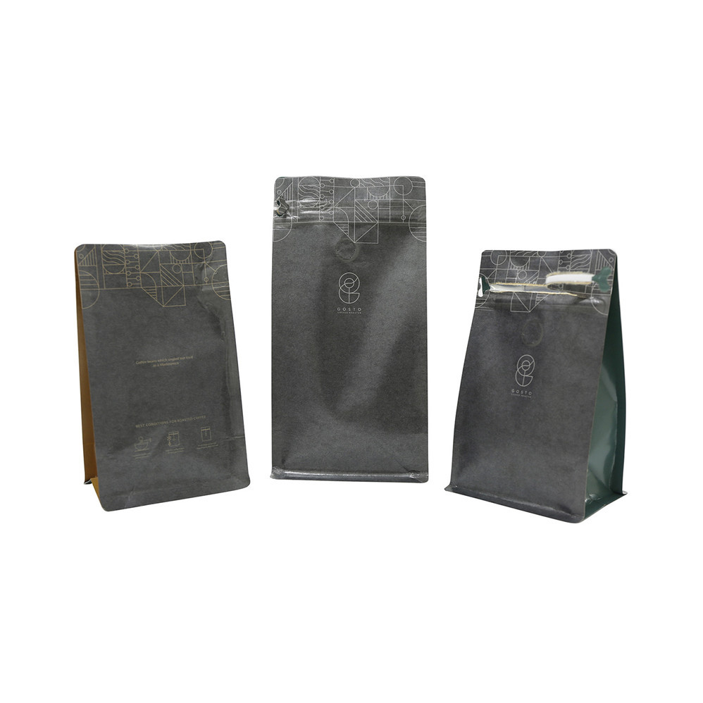 New Style Recycled Flat Bottom Design Gusset Coffee Bag