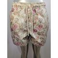 Creamy White Floral Print Men's Beach Shorts