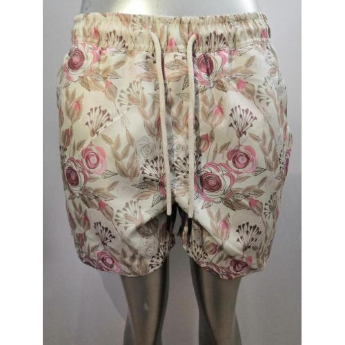 Lovely Beach Shorts Creamy White Floral Print Men's Beach Shorts Factory