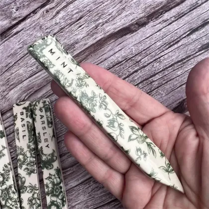 Set of 8 Ceramic Herb Labels: Kitchen Garden Plant Markers - Essential Gardening Accessories