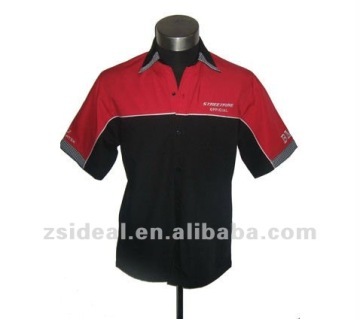 Poly cotton promotional car/motor customized Men's racing team shirt