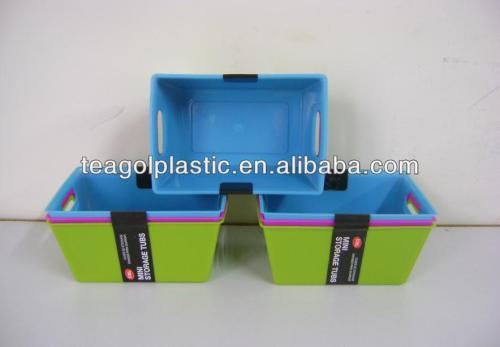 Set of 3 rect. plastic mini storage tubs #TG82234