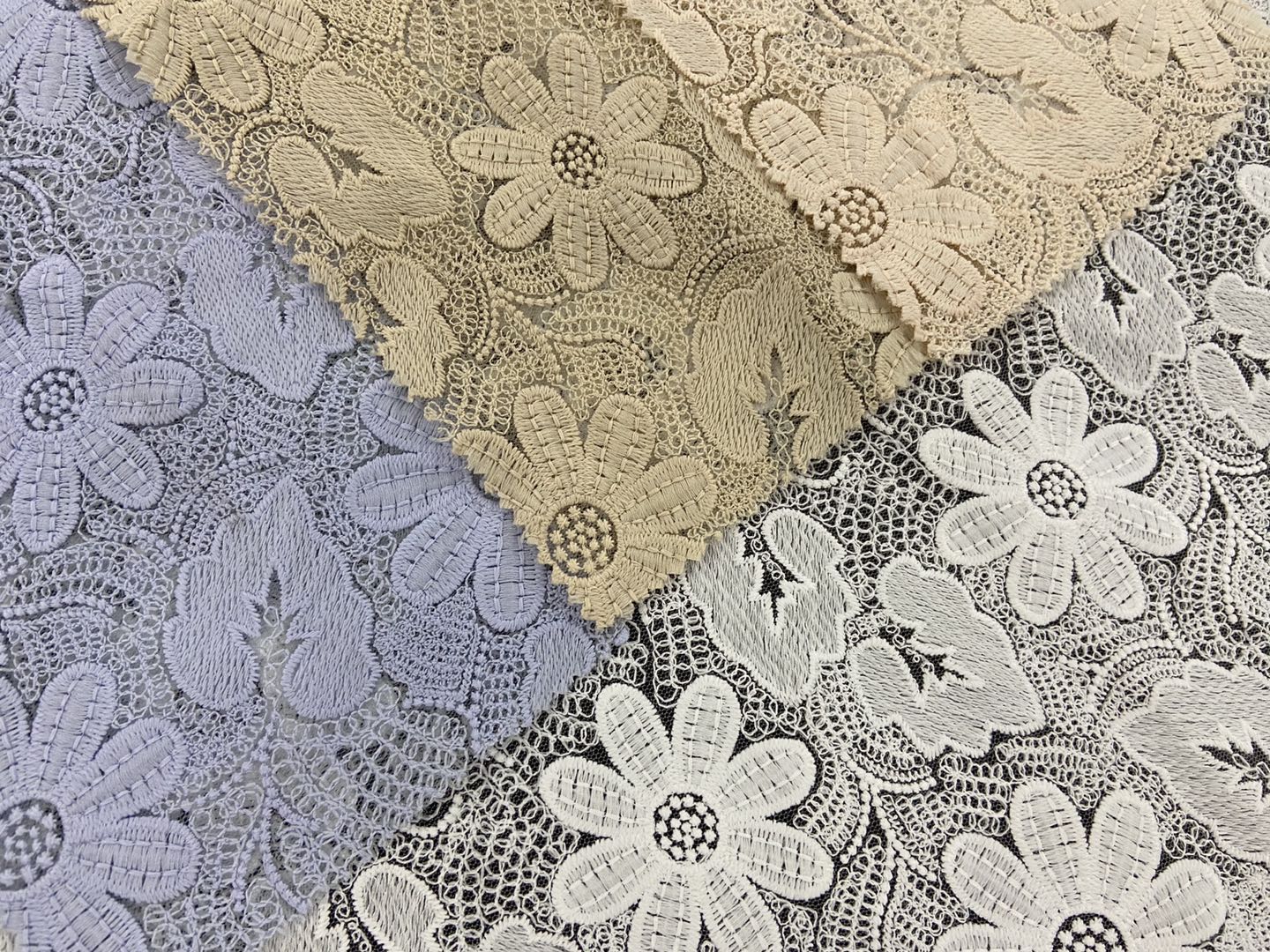 Inflorescence Milky Yarn Embroidery Fabric