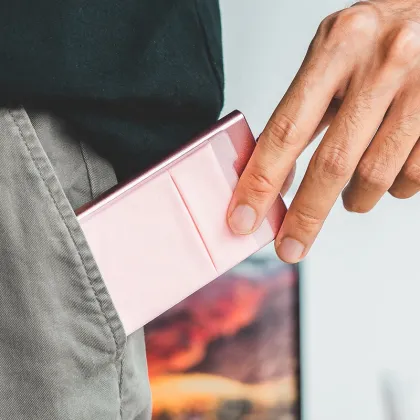 Metal Card Holder with Pop-Up Cell Phone Slot: A Stick-On Wallet for Your Phone