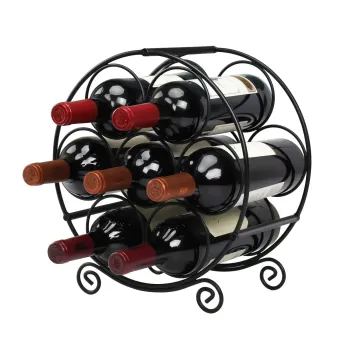 7 Bottle Wine Organizer Stand - Kitchen Racks and Holders for Countertop Wine Storage
