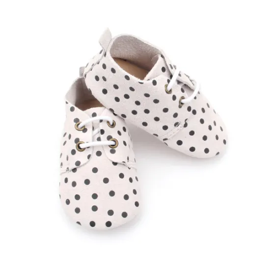 Wholesale Stylish Baby Black Polka Dot Baby Shoes Toddler Oxford Shoes