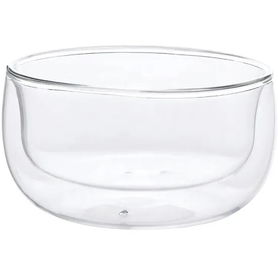 creative double wall glass bowl for ice-cream salad