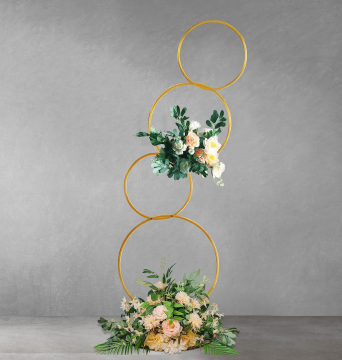 5Ft Wedding Round Hoop Backdrop Stand: Detachable 4 Tier Gold Metal Flower Arch Frame