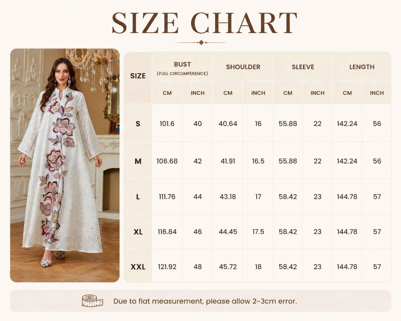 Floral Embroidered Abaya Silver Foil Front View