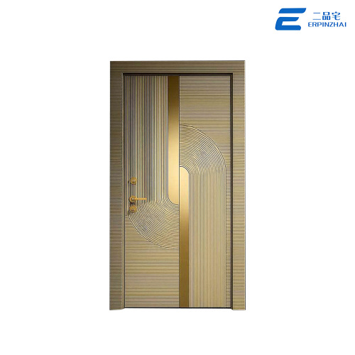 Elegante puerta de entrada residencial de aluminio fundido con panel completo