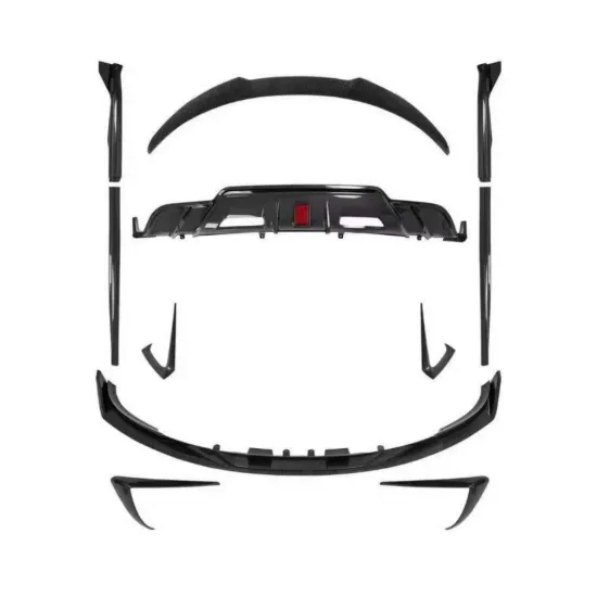 Turbo Aerokit Body Kit for Tesla Model 3 - Front Lip, Side Skirts, Rear Diffuser with Lights, Carbon Look (2017+)