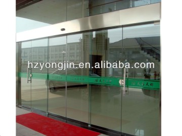 Automatic hotel 12mm tempered glass sensor sliding door hot sale