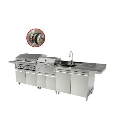 European Stainless Steel Quality Life BBQ Grill Island Outdoor Kitchen Cabinet with Sink