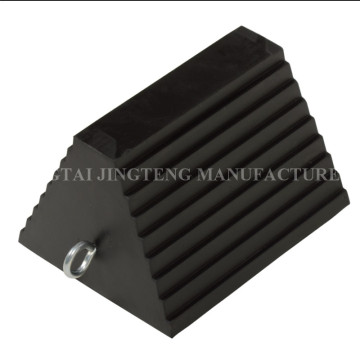 Nylon Reinforced Rubber Industrial Wheel Chock 9-7/8" x 6-1/4" x 7-1/4" with Eyebolt