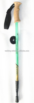 TUV/GS approved 3 sections telescopic aluminium hiking pole with cork handle
