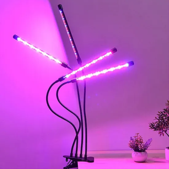 Timer Clip-On LED Grow Light with 4 Heads: Full Spectrum Plant Vegetative Growth Lamp