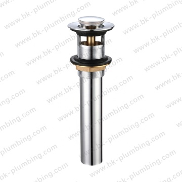 Bathroom Basin Sink Drain Brass Pop Up Drainer with Overflow Stainless Steel Pipe