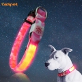 Rosa Camouflage Nylon Led Lighted Blinkande Dog Collar