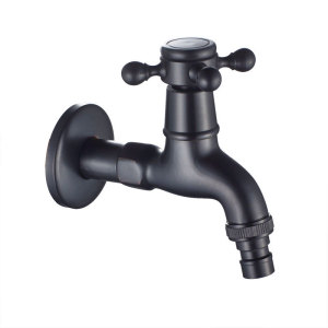 ヴィンテージ銅ブラックウォーターミキサータップダブルハンドル壁掛け真鍮キッチン蛇口